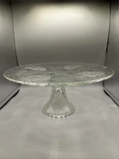 Crystal Cake Server Stand 12 inches with Unique Decorative Leaves And Grapes