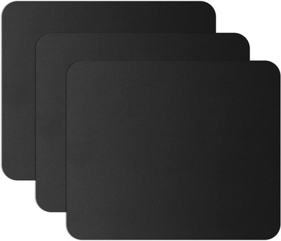 Set 3 Mouse Pads Negro Con Borde Comodo Base Antideslizante Lavable Oficina