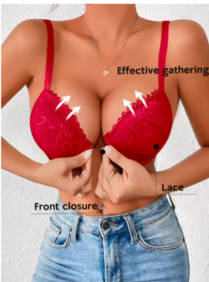 Elegant Lace Push-Up Bra for Women Seamless Non-Removable Pads - Image 2 of 2