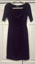 Lauren Ralph Lauren cowl neck plum Midi Dress  size 2 Lined Stretch Machine Wash