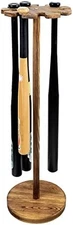 MyGift Floor Standing Wooden Baseball Bat Holder Rack, Rustic, 9 Bats