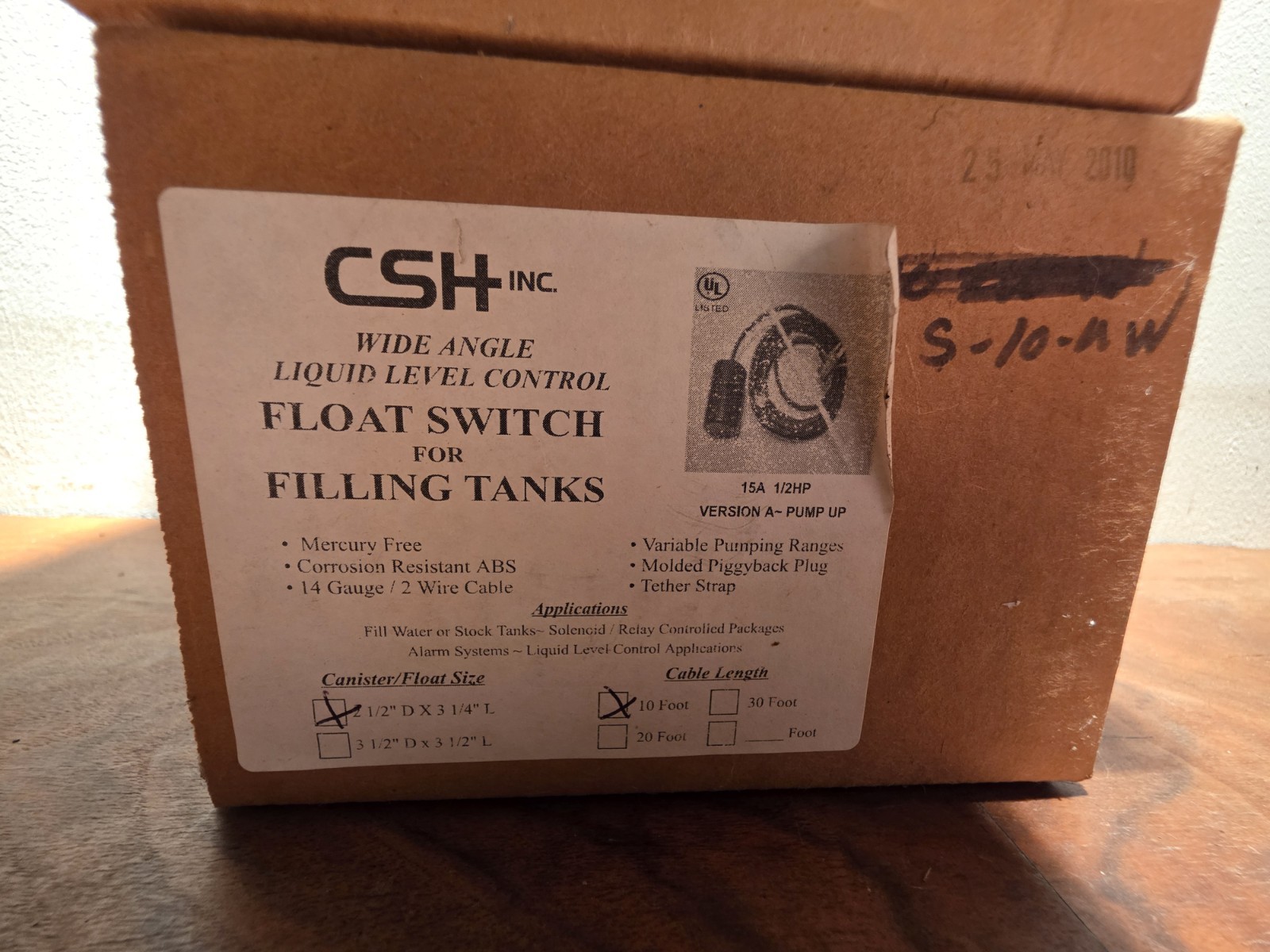 CSH Inc. L-20-D Wide Angle Liquid Level Float Switch For Water Tanks 15A