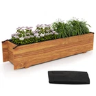 Costway Raised Garden Bed Wood Rectangular Planter Box with 2 Drainage Holes