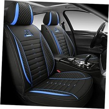 Luxury Leather Auto Car Seat Covers 5 Seats Full Set Universal Fit  Black-Blue