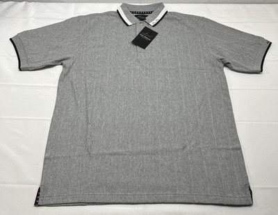 Vintage Greg Norman Collection Gray Ribbed Golf Shirt NWT Size Large - Logos