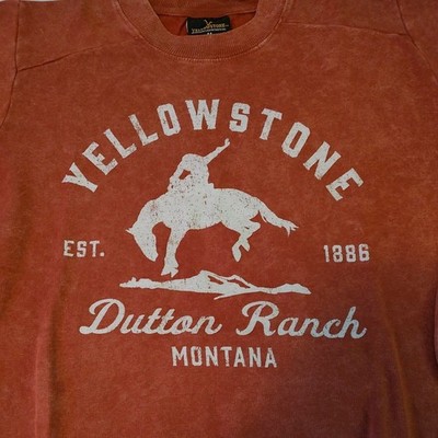 Large Yellowstone Dutton Ranch thin Sweatshirt Crew Neck Adult L Rust Orange