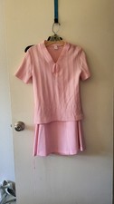 Vintage Pink Knit Short Sleeve Top and Skirt Set