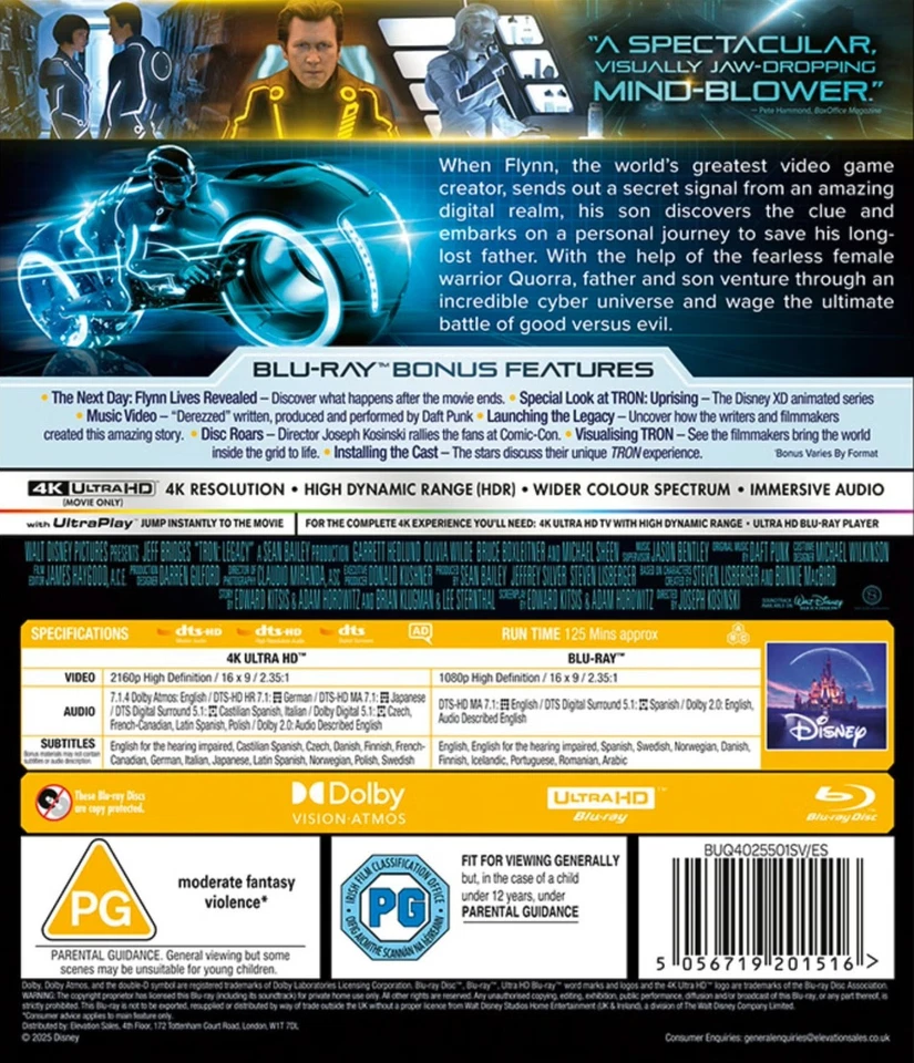 NEW Tron Legacy 4K SteelBook UHD Blu-ray (UK)[2010] No Dent - Ships Next Day - Image 4 of 4