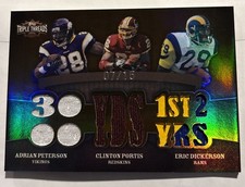 2009 Triple Threads A. Peterson/E. Dickerson/C. Portis Triple Game-Worn 07/15