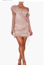 House of Cb Sorrel Blush Tulle Asymmetrical Mini Dress size 0 XS fits small Sexy