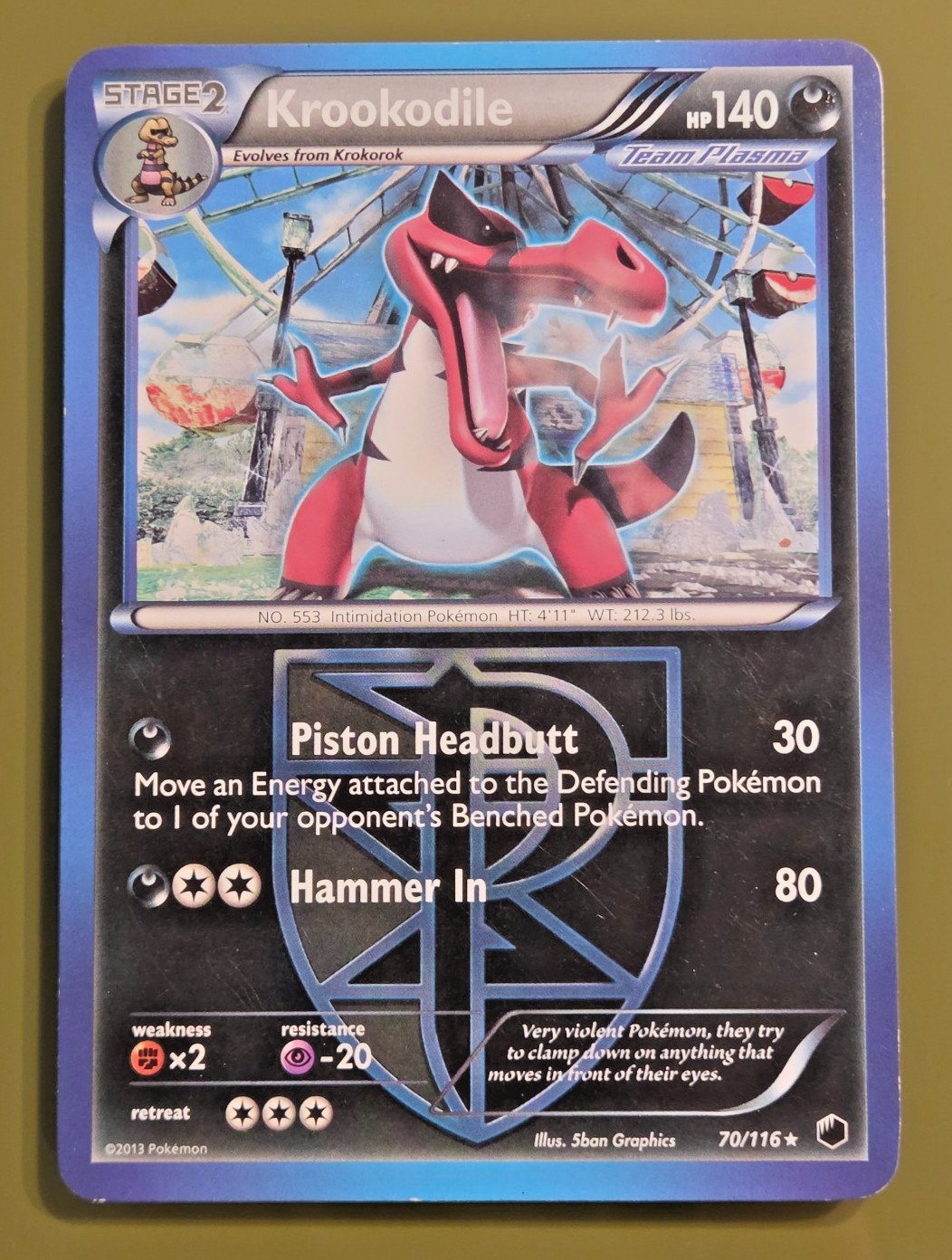 Pokémon TCG Krookodile 70/116 Plasma Freeze Rare LP