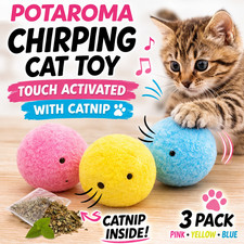 Potaroma Chirping Cat Toy Ball Touch Activated Interactive Catnip Toy for Cats
