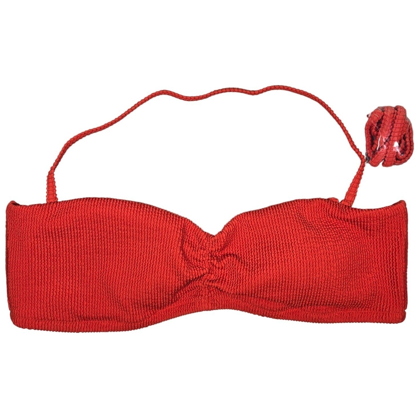 J Crew Swim Red Textured Bandeau Bikini Top Swimsuit XXL