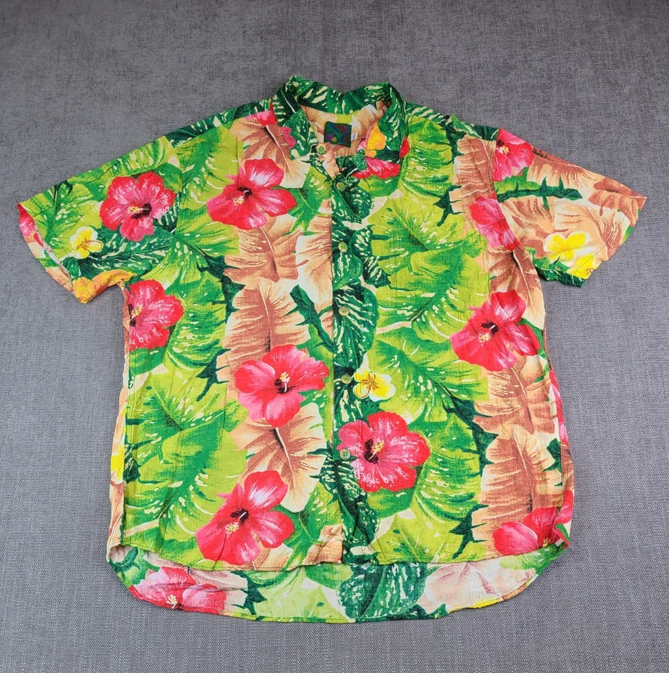 Camisa Hawaiana De Colección Jams World Hombres XL Floral Colorida Vacaciones Resort Acuarela Foto 2 de 4