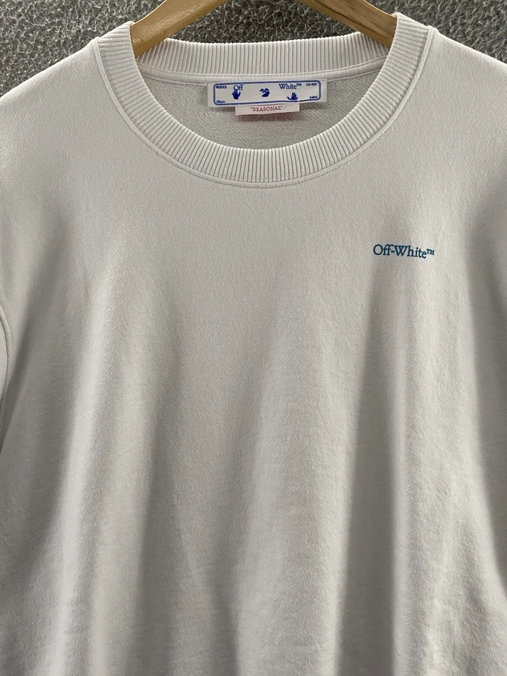Off-White Sweatshirt Womens Large White Crewneck "Seasonal" 2013 Arrow Graphic - Image 3 of 4