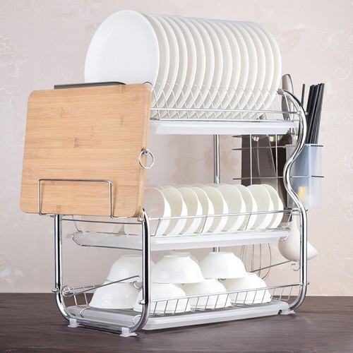 Multi-functional 3-Tier Dish Rack Kitchen Supplies Storage Rack Draining V9O0 - Picture 10 of 12