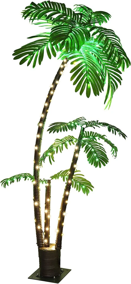 Artificial Lighted Palm Tree LED Lights Decoration 6ft for Home Patio Party Xmas - Image 3 of 4