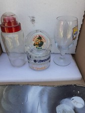 Lotto di 5 oggetti vetro pubblicità birra campari