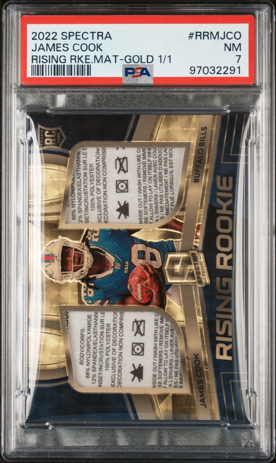 James Cook Panini Spectra Rising Rookie Materials #RRMJCO Gold 1/1
