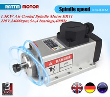 【EU】 Square Air Cooled Motor 1.5KW ER11 CNC Spindle Motor 24000 rpm 400Hz 220V