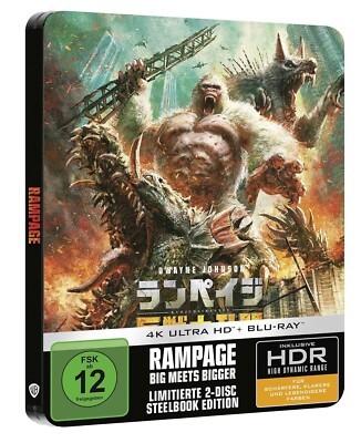 Rampage (2018)[4K Ultra HD Blu-ray & Blu-ray Steelbook/Neu/OVP] Dwayne Johnson