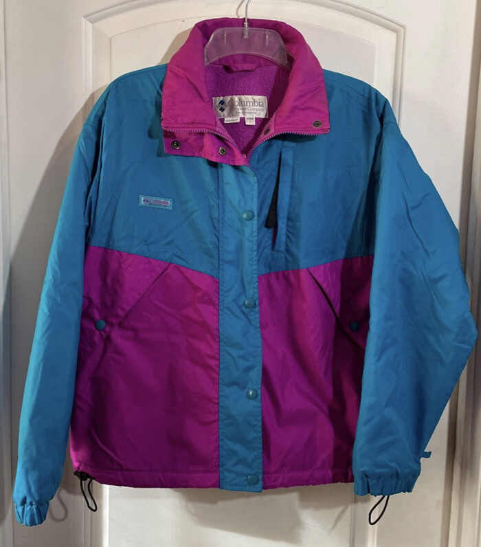 Vintage Columbia Teal Purple 80s 90s Nylon Sport Jacket Ski