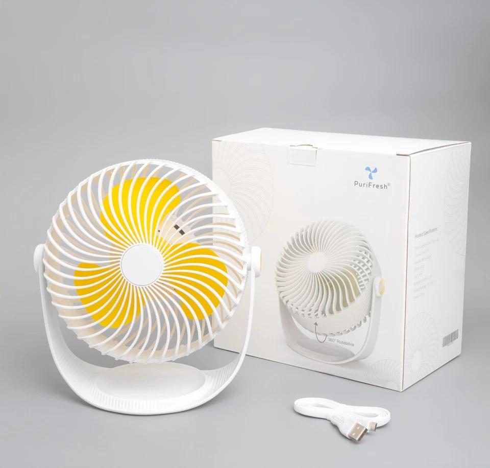 7 Inch Rechargeable Desk Fan - Small Quiet Personal Cooler Powered Portable - Image 4 of 4