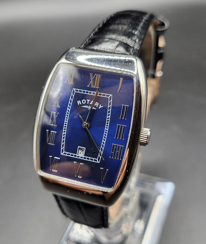 Rotary Mens Luxury Black/Blue Analog 32 mm Quartz Watch 50 M WR Leather Strap - Image 3 of 4