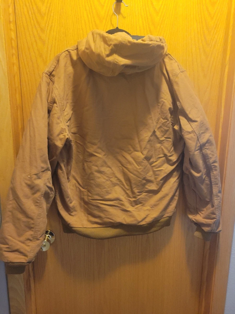 Carhartt Canvas Jacket 376-51 Hooded Brown Insulated Duck Quilt