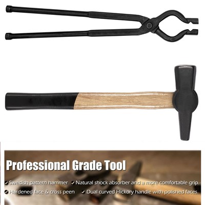 16'' Blacksmith Z V-Bit Tongs  & Hammer 0000811-1500 Set Forge Vise Anvil Tool