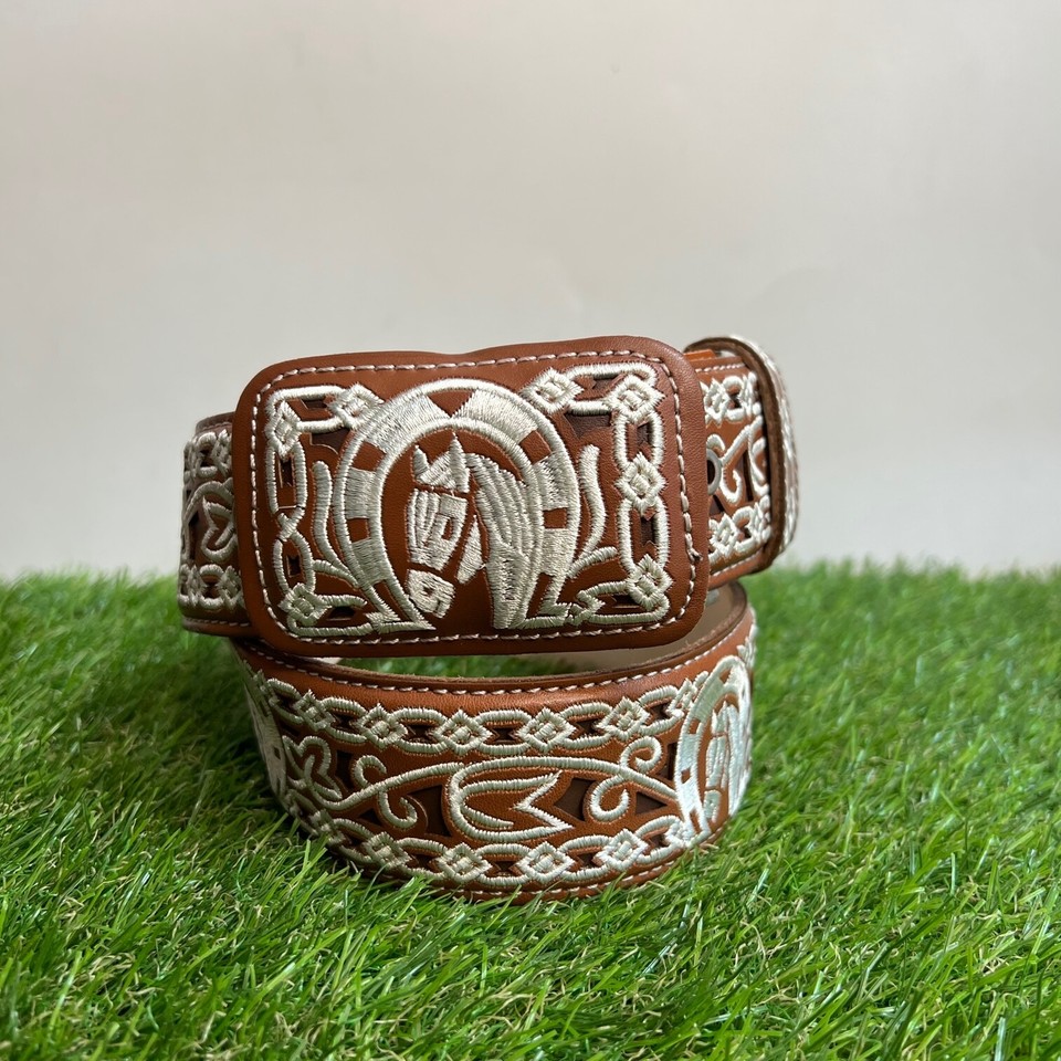 Cinto Charro Bordado Pitiado Style. Mens Western Belt. Vaquero Leather