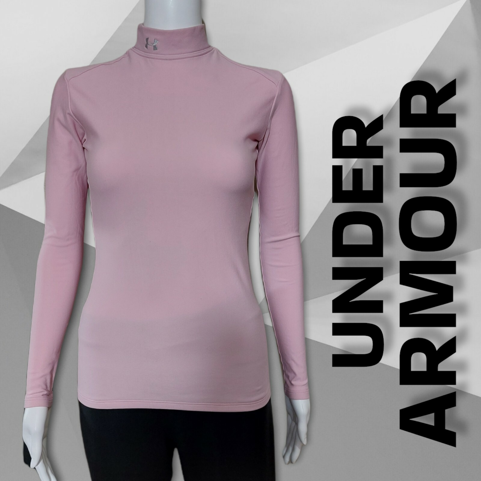 Mock Neck Pink Fitted Long Sleeve Shirt 