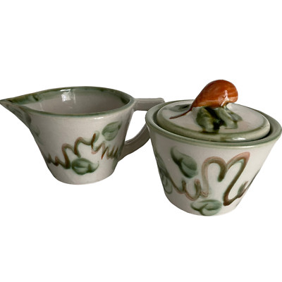 John B. Taylor Creamer/Covered Sugar Bowl Harvest Pear Stoneware Country Charm