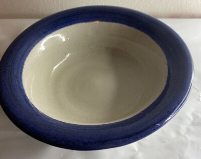 Studio Art Pottery Handmade Salt Glazed Bowl Dated UnSigned Small  Blue Beige