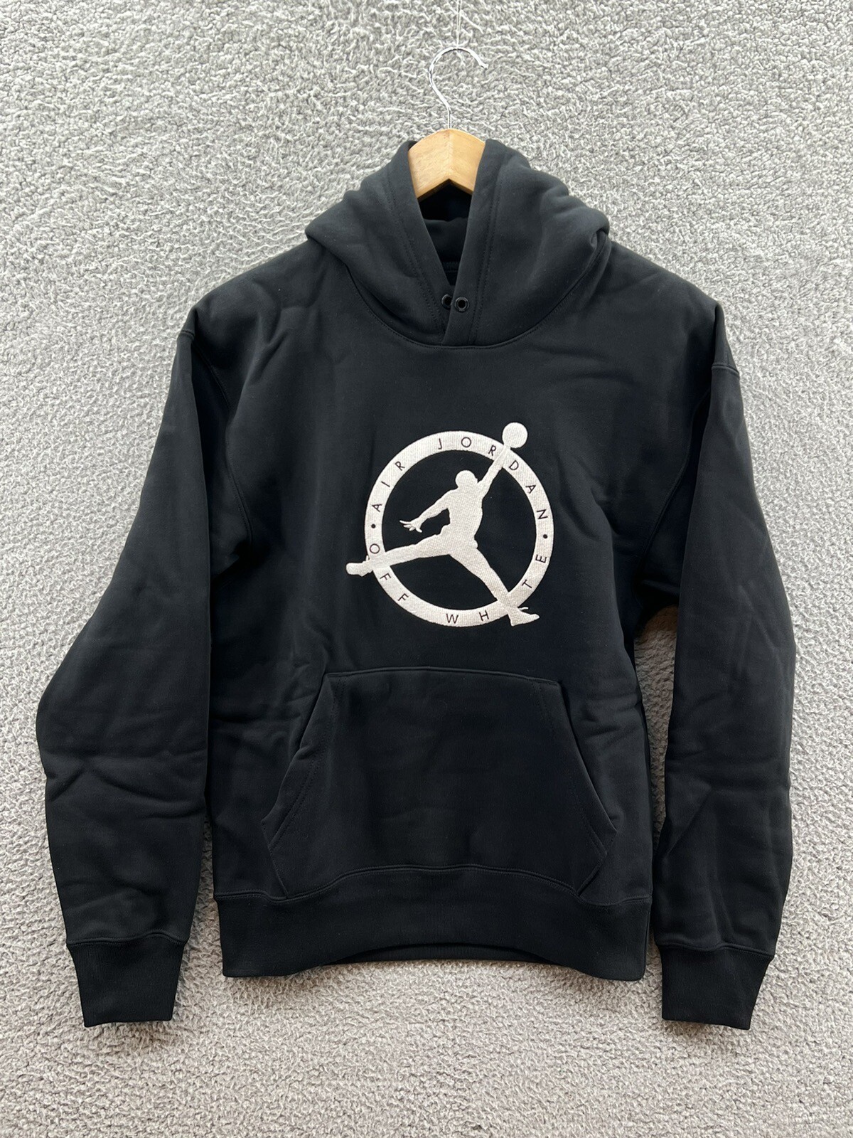 OFF WHITE X NIKE Felpa con cappuccio Nike Jordan x Off bianca pullover pile nera da uomo XS DM0059 010 nuova con etichette