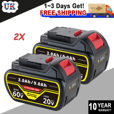 2pc 20V 60V 9.0Ah Li-ion Power Tool Slide Battery Replace for Dewalt XR DCB547
