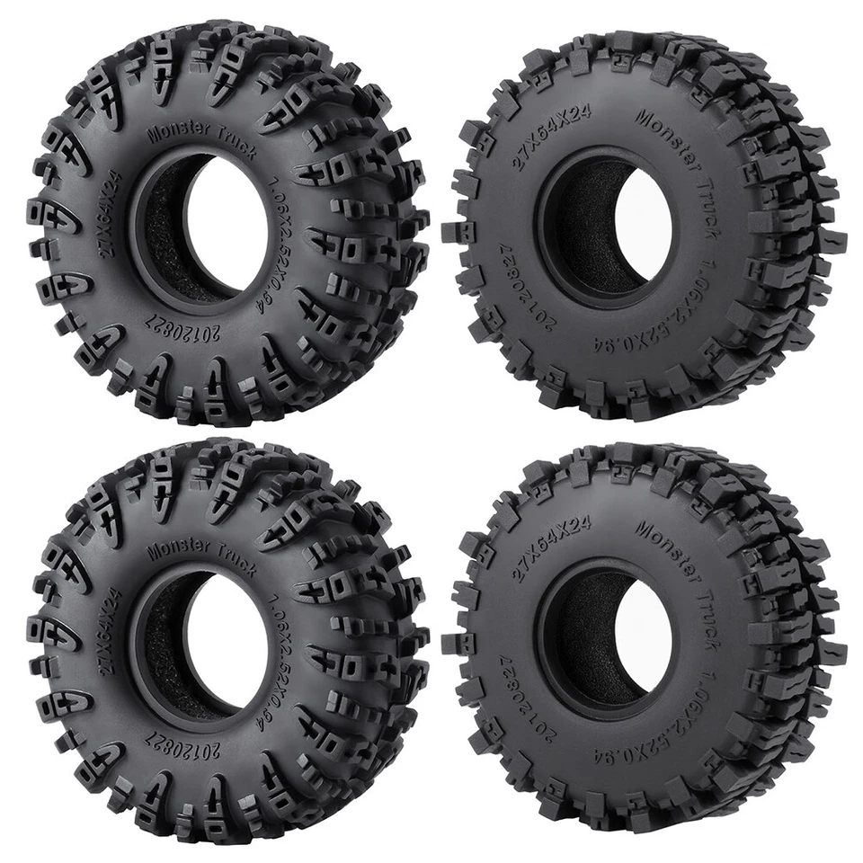 4PCS 1.1'' Rubber Tyre Tire 64mm for 1/18 Traxxas TRX4-M RC Crawler Car Parts - Image 3 of 4