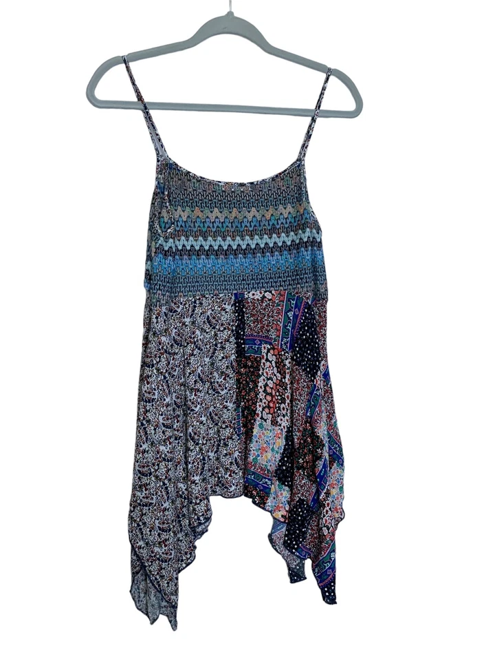 Camiseta sin mangas caballete para mujer mediana patchwork correa de espagueti ajustable Foto 4 de 4