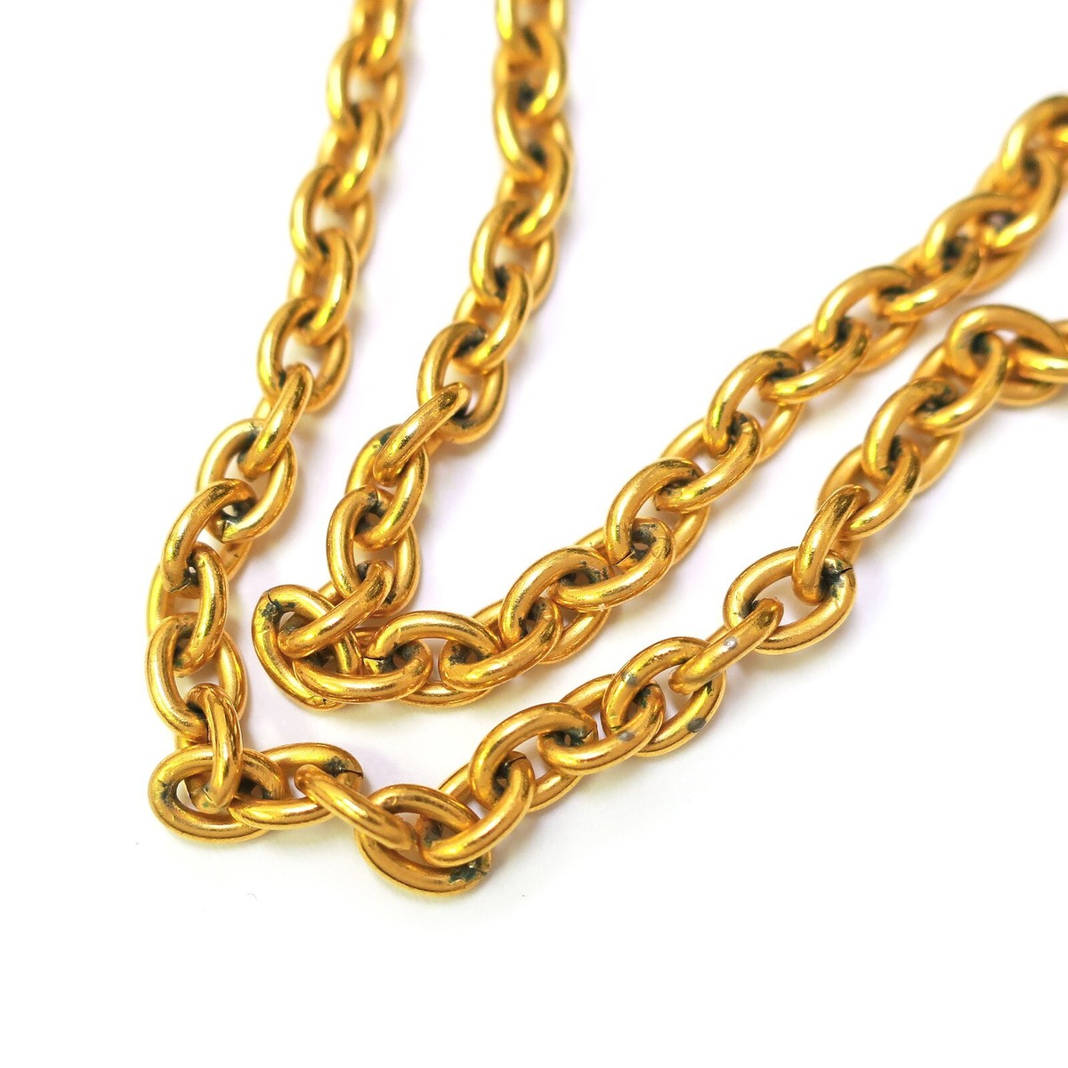CHANEL Gold Plated CC Logos Round Charm Vintage Necklace CHANEL Gold Plated CC Logos Round Charm Vintage Necklace
