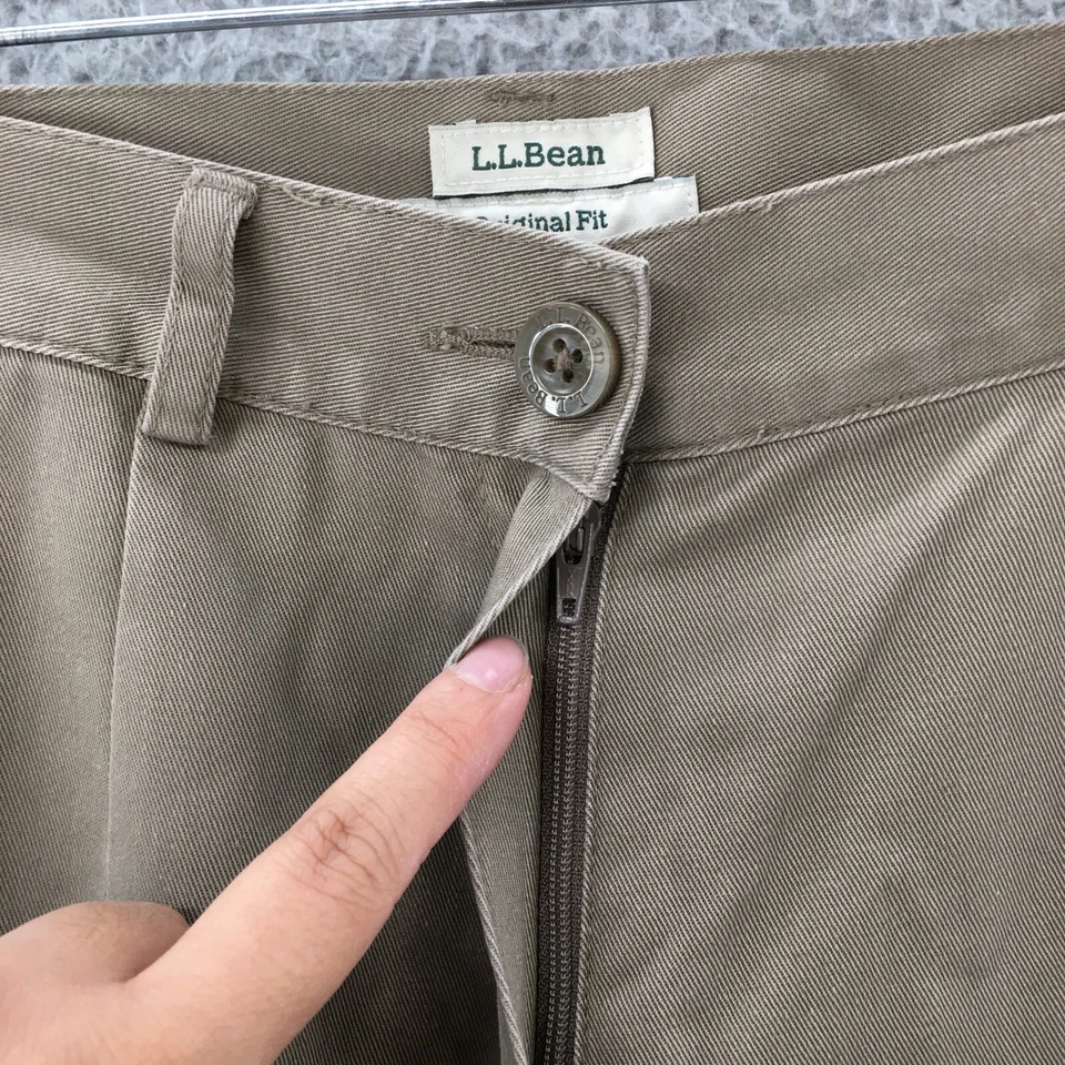Calça chino LL Bean juvenil 6 pequena bege algodão perna cônica cintura média zíper mosca - Imagem 4 de 4
