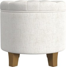 Home Decor  Upholstered Round Tufted Foot Rest Ottoman
