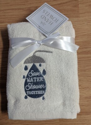 Funny Hand Towels cotton Bathroom Towel set of 2: SAVE WATER