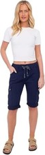 Womens Italian Plain Magic Cargo Shorts Stretchy Magic Comfy Lagenlook Hot Pants