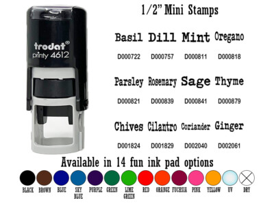 Garden Cooking Herbs 1/2'' Self-Inking Rubber Stamp Ink Stamper