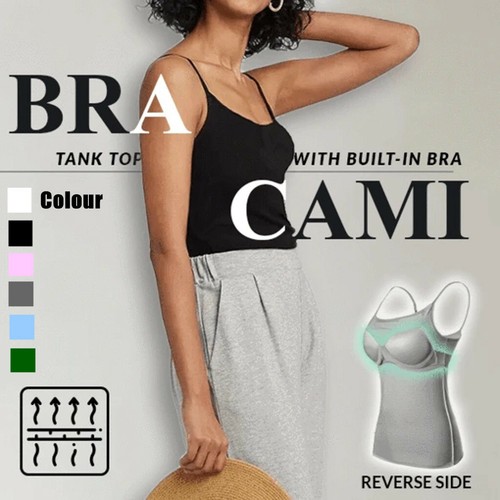 Kopltyrfg Women Camisole With Built In Bra, Womens Adjustable Spaghetti Strap Cami Tanks Basic Padded Tops Light Pink 5xl