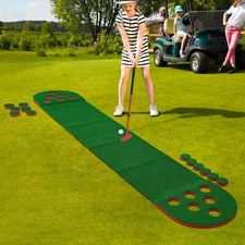 Golf Course Mat Golf Training Aids with Adjustable Clubs+2* Golf Balls Green&Red