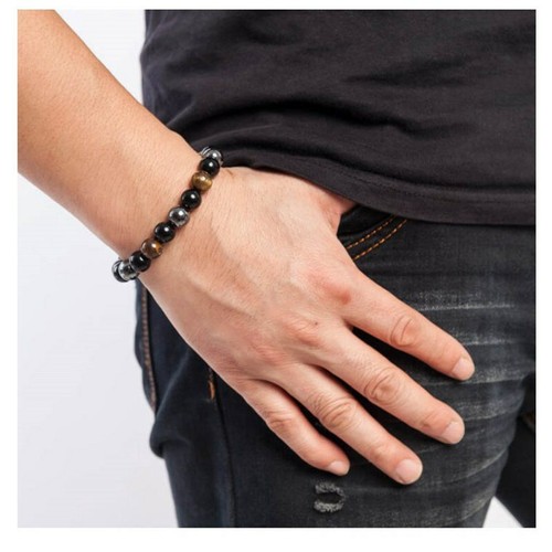 Protection Stress Relief Hematite/Obsidian/Tigers Eye Bead BRACELET | Unisex - Picture 6 of 6