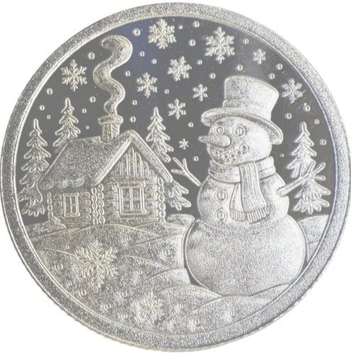 2025 1/10 oz silver round Christmas Holidays Snowman Monarch