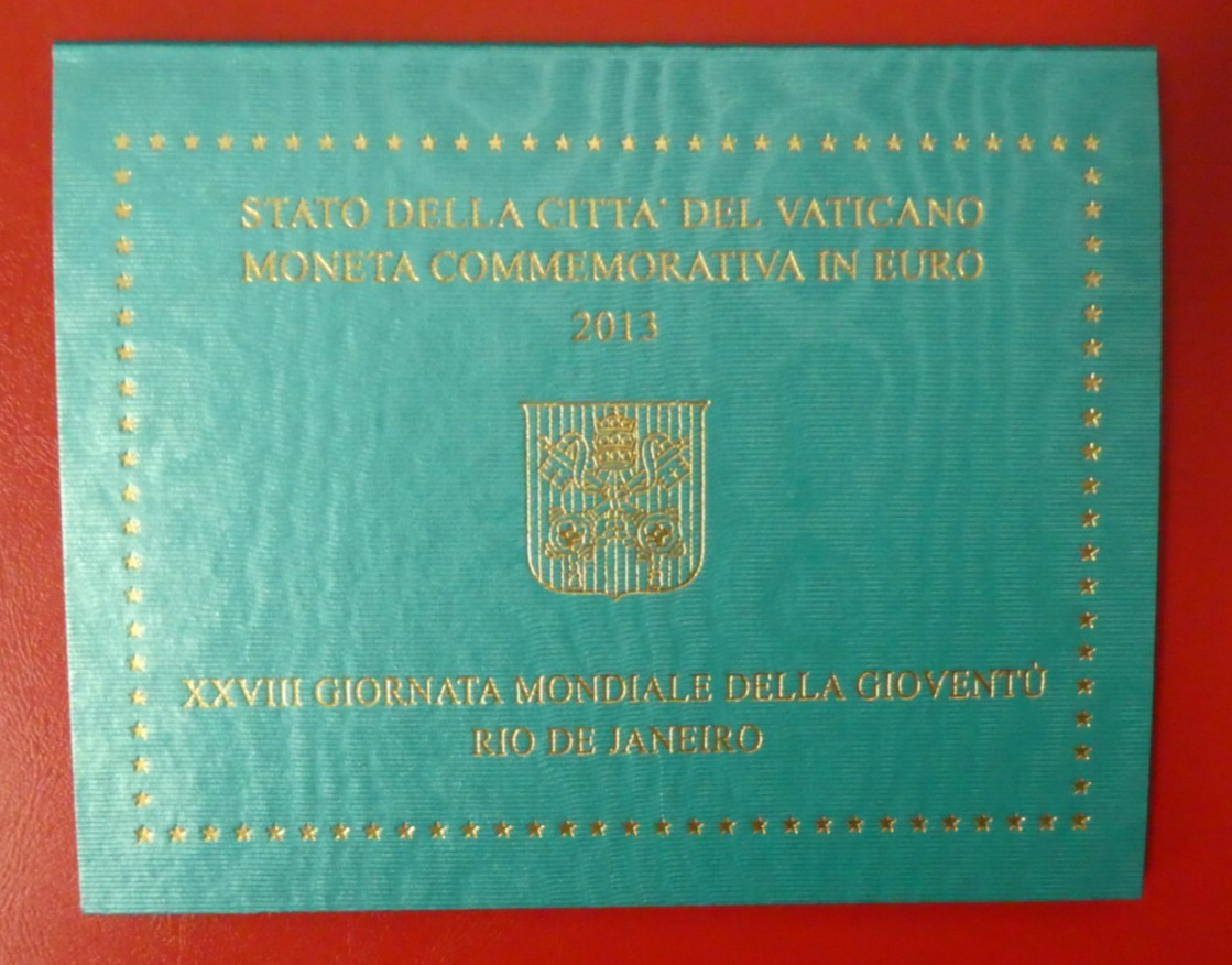 2 euros Vatican, 2013, Journées Mondiales de la Jeunesse Rio de Janeiro,...