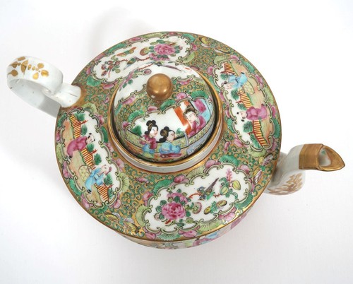 Antique 19th Century Export Chinese Rose Medallion Painted Porcelain Teapot - Picture 6 of 7